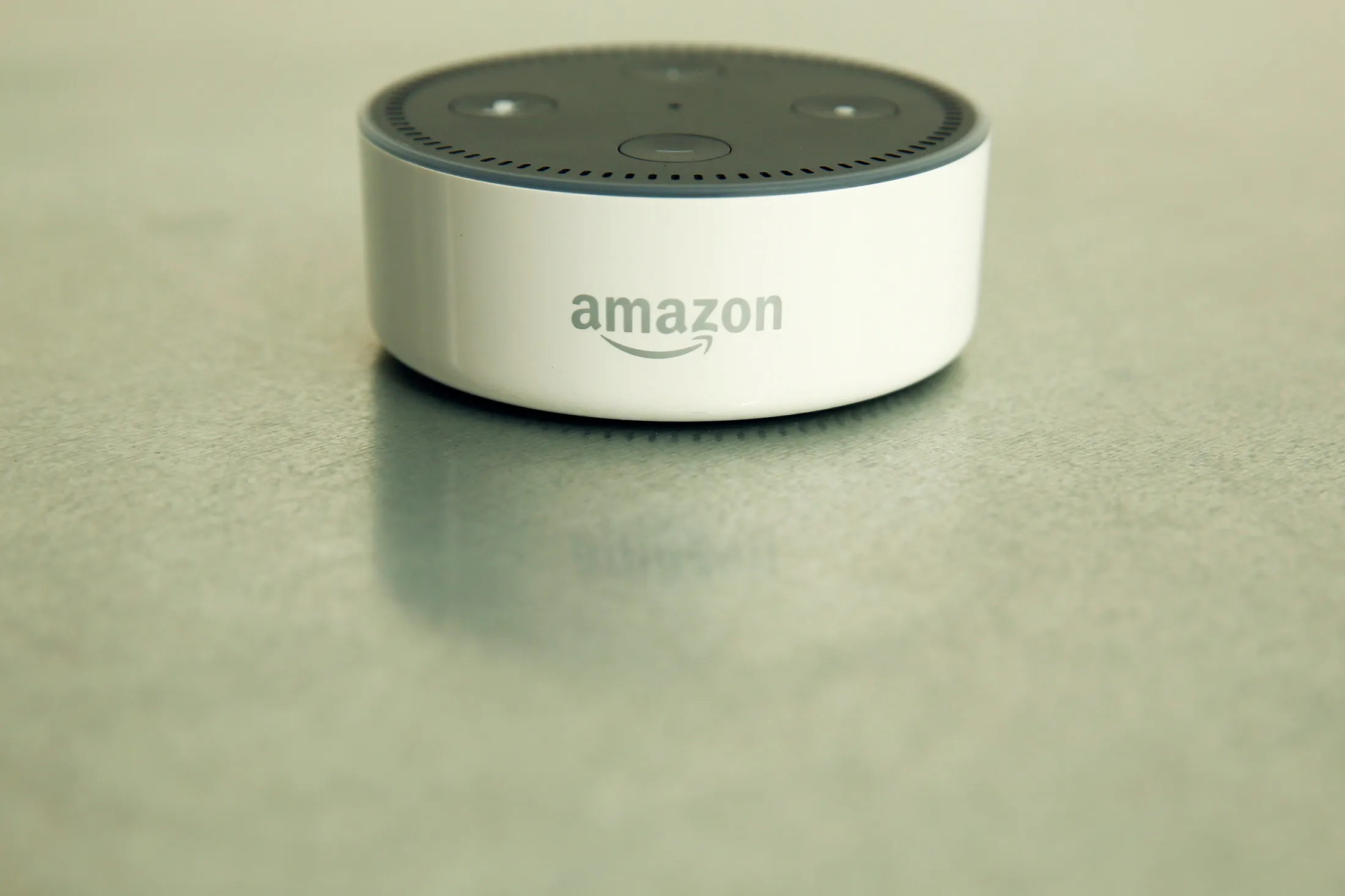 The Amazon 'Echo Dot' device.

