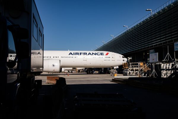 An Air France passenger jet at Charles de Gaulle airport
