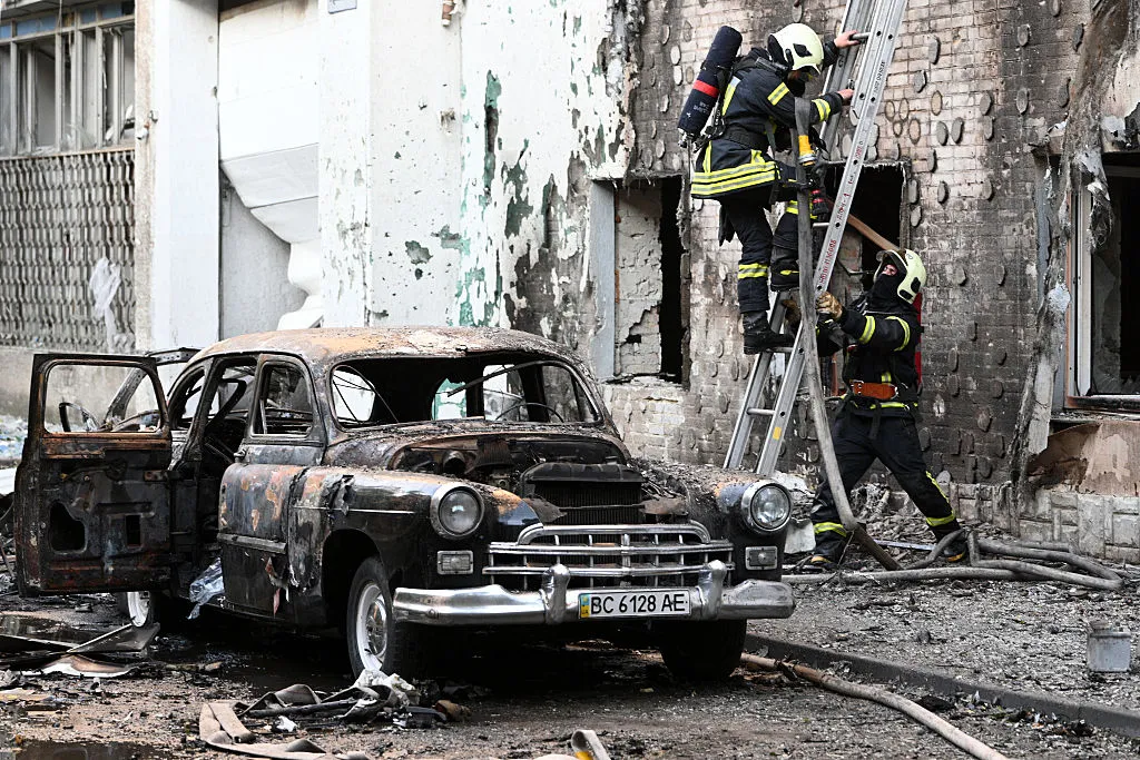 Damage following mass Russian drone and missile strikes in the western city of Lviv, on July 12.