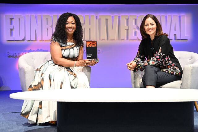 Shonda Rhimes and Mishal Husain at the Edinburgh TV Festival in August.
