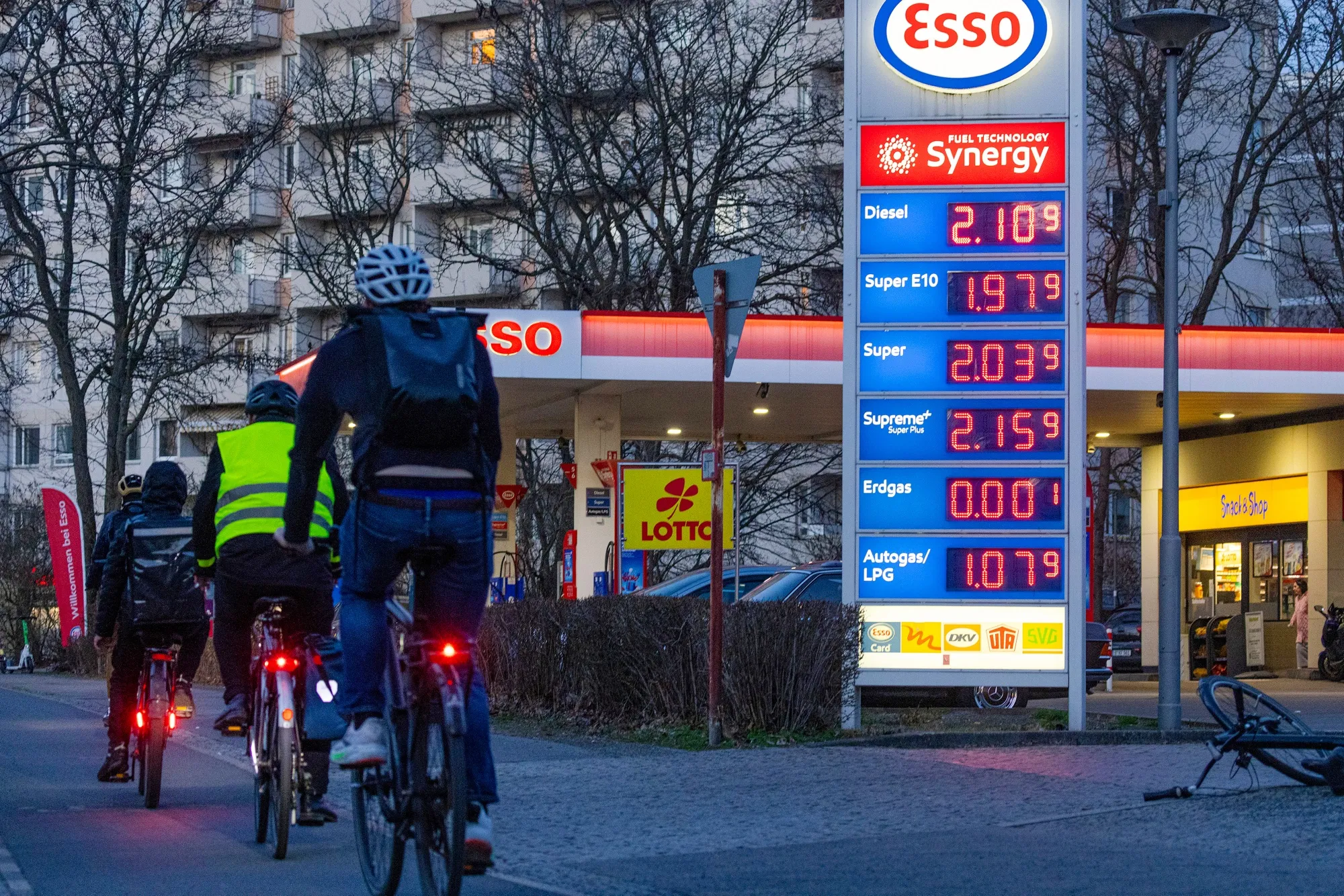 An Esso gas station in Berlin, Germany. Rising energy prices threaten more stress at Europe’s mid-market companies.