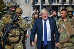Boris Johnson visits Kyiv's &quot;Maidan&quot; Independence Square&nbsp;on Ukraine's Independence Day, on Aug. 24.