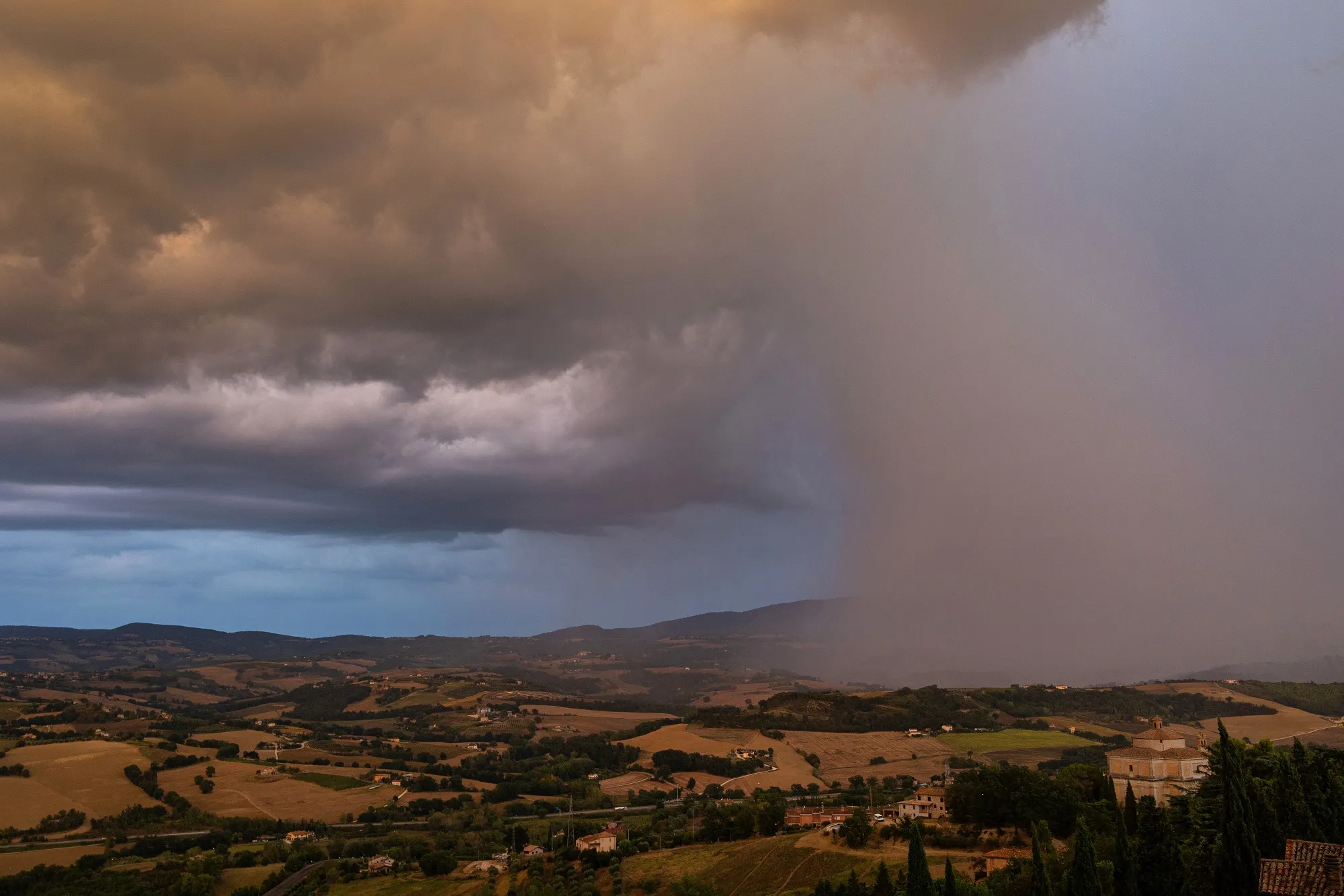 A heavy rain shower in Italy.
