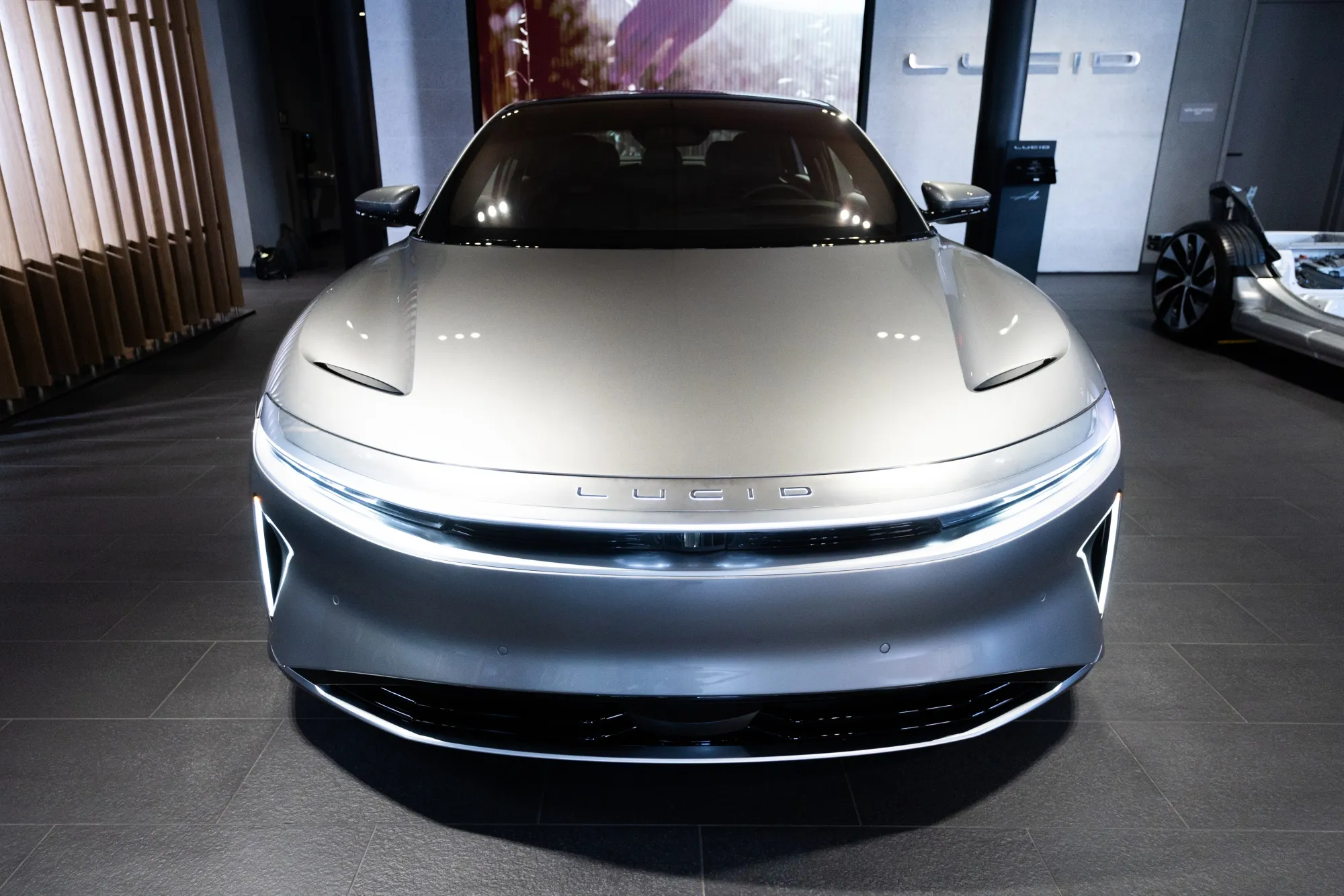 A Lucid Motors Air Grand Touring electric vehicle&nbsp;at the company's showroom in New York.