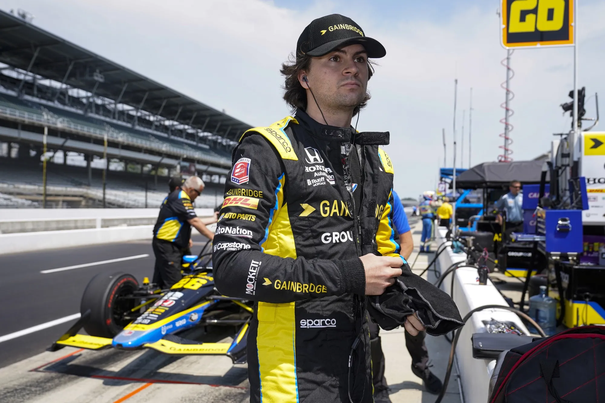 Colton Herta prepares to drive during practice for the IndyCar auto race at Indianapolis Motor Speedway in Indianapolis, Friday, May 20, 2022. Colton Herta has signed a four-year contract extension with Andretti Autosport that ties him to the IndyCar team through 2027. The agreement announced Tuesday, Oct. 25, 2022, includes a concurrent contract extension with sponsor Gainbridge, which could signify the end of Herta’s Formula One ambitions and acknowledgement that Michael Andretti is not getting an F1 team. (AP Photo/Michael Conroy, File)