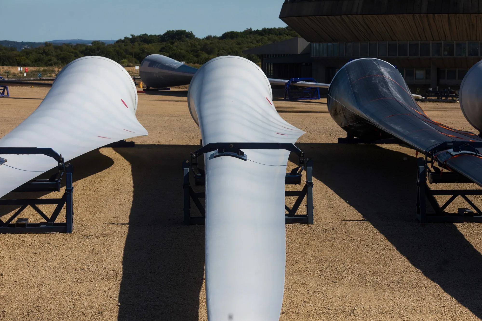 Wind turbine blades manufactured by MHI Vestas Offshore Wind A/S.