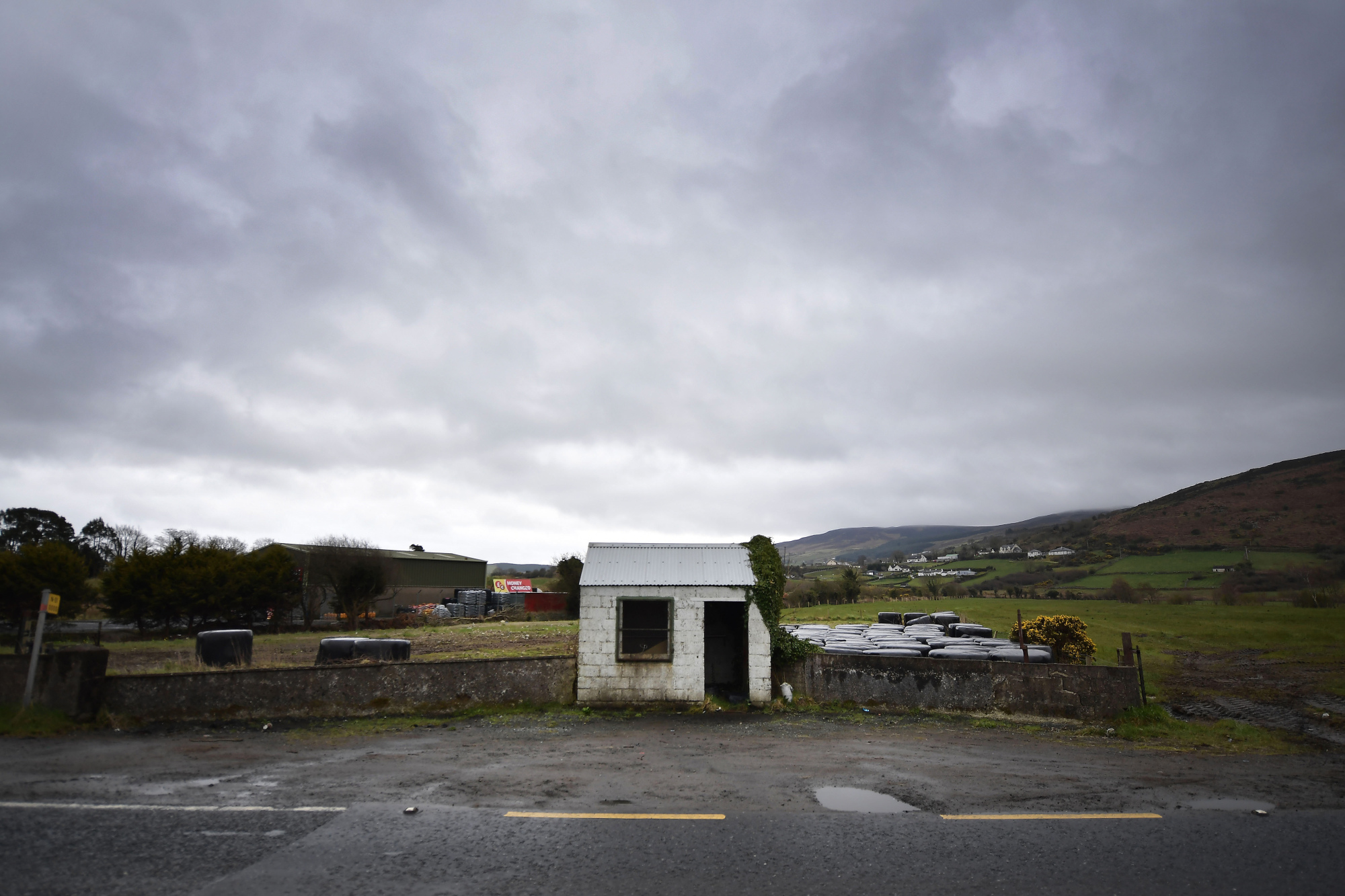 A former customs guard hut on the Irish border.