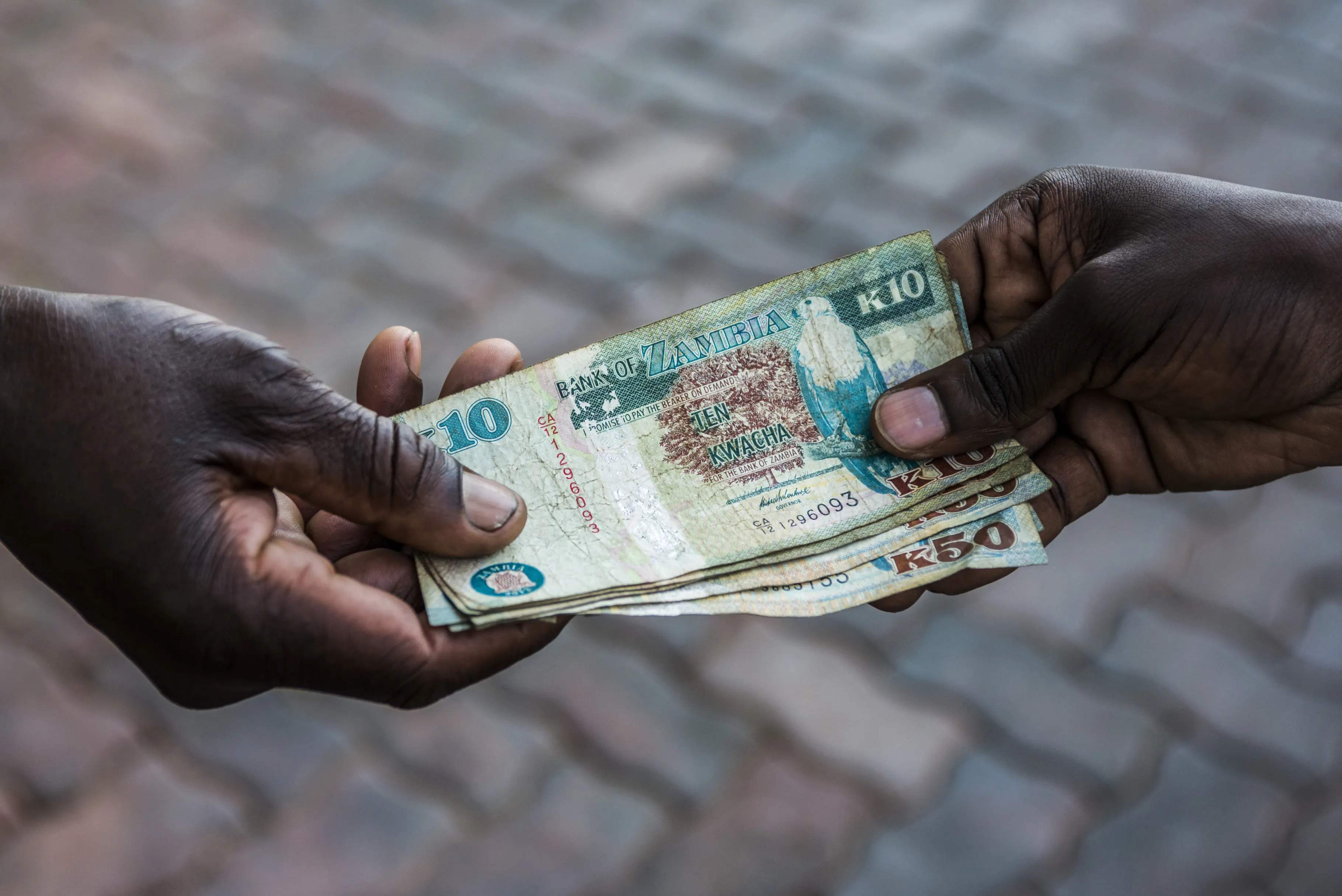 Zambian kwacha banknotes.