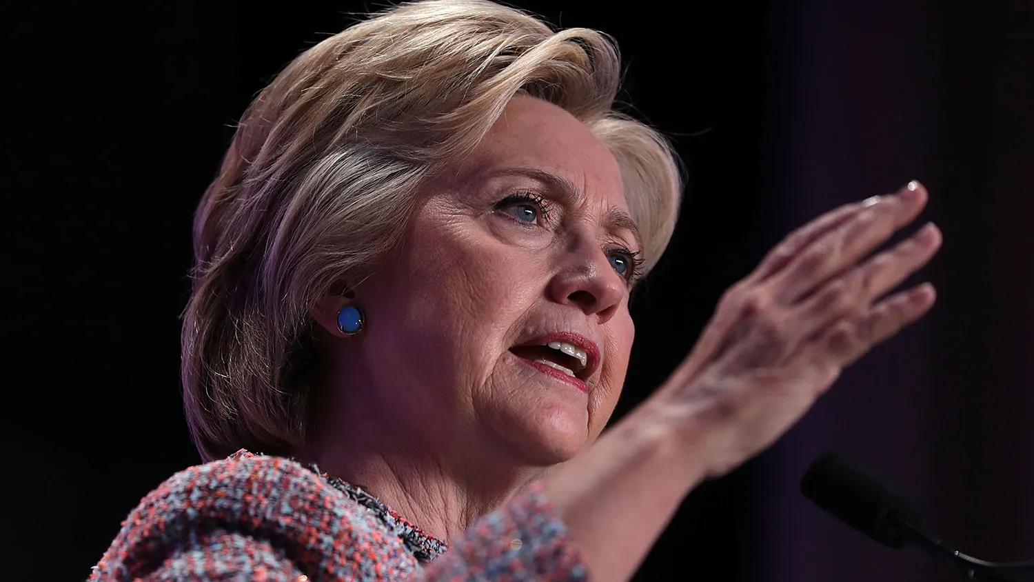 Democratic presidential candidate Hillary Clinton speaks on July 14, 2016, in Washington.
