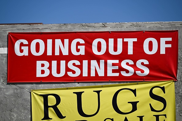 Going out of business signage is displayed outside of a store in Los Angeles, California on September 12, 2023. (Photo by Patrick T. Fallon / AFP) (Photo by PATRICK T. FALLON/AFP via Getty Images)