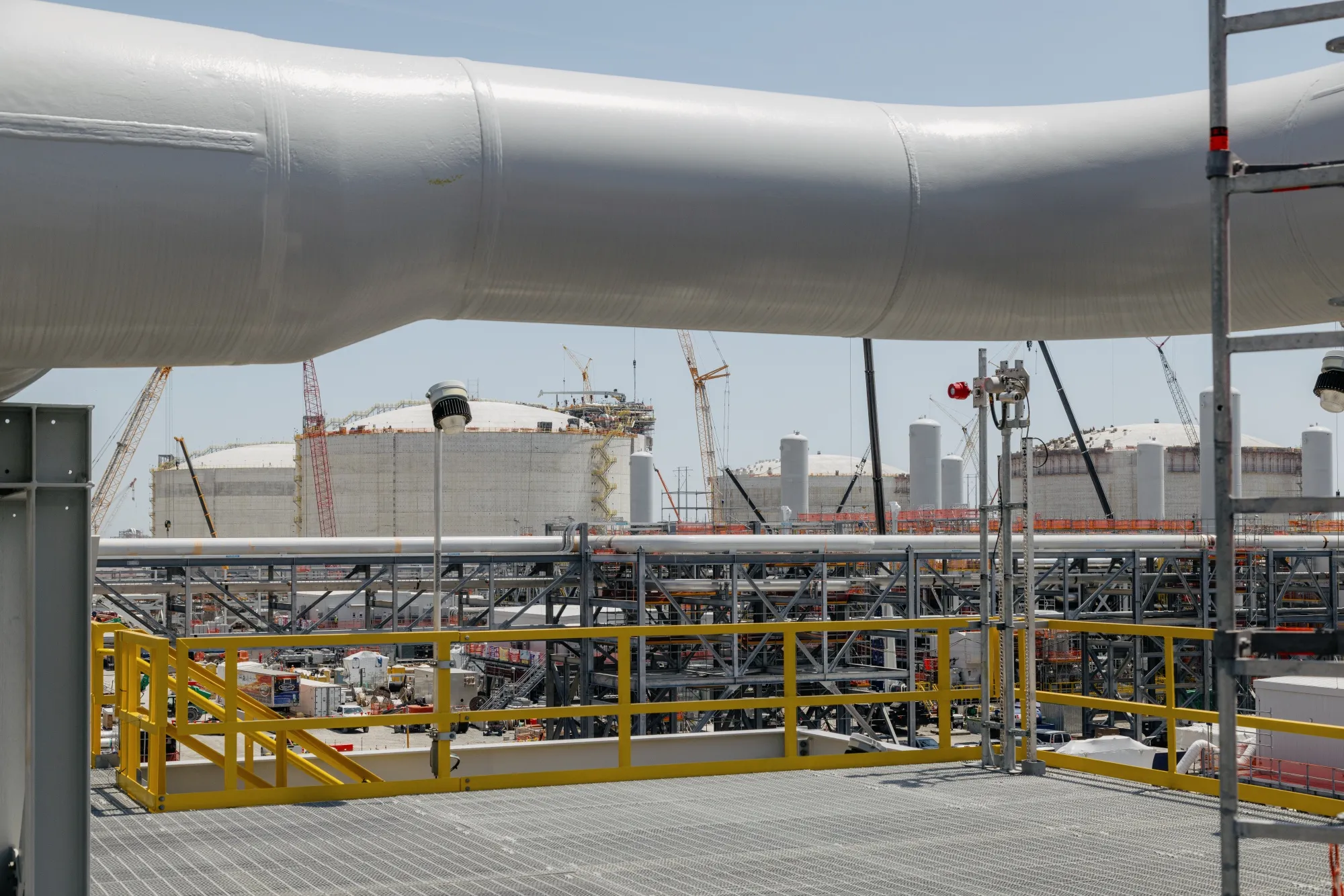 Storage tanks at the Venture Global Plaquemines LNG plant.