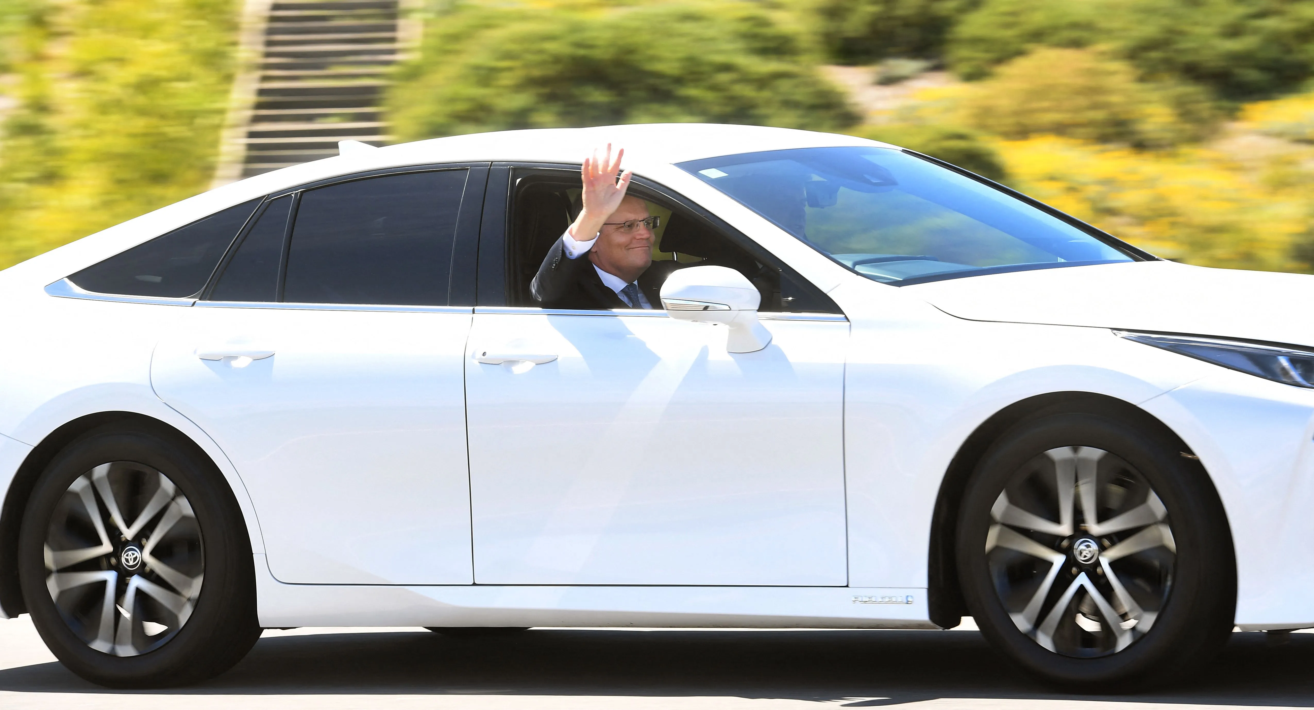 Scott Morrison drives a hydrogen-powered car&nbsp;in Melbourne on Nov. 9.