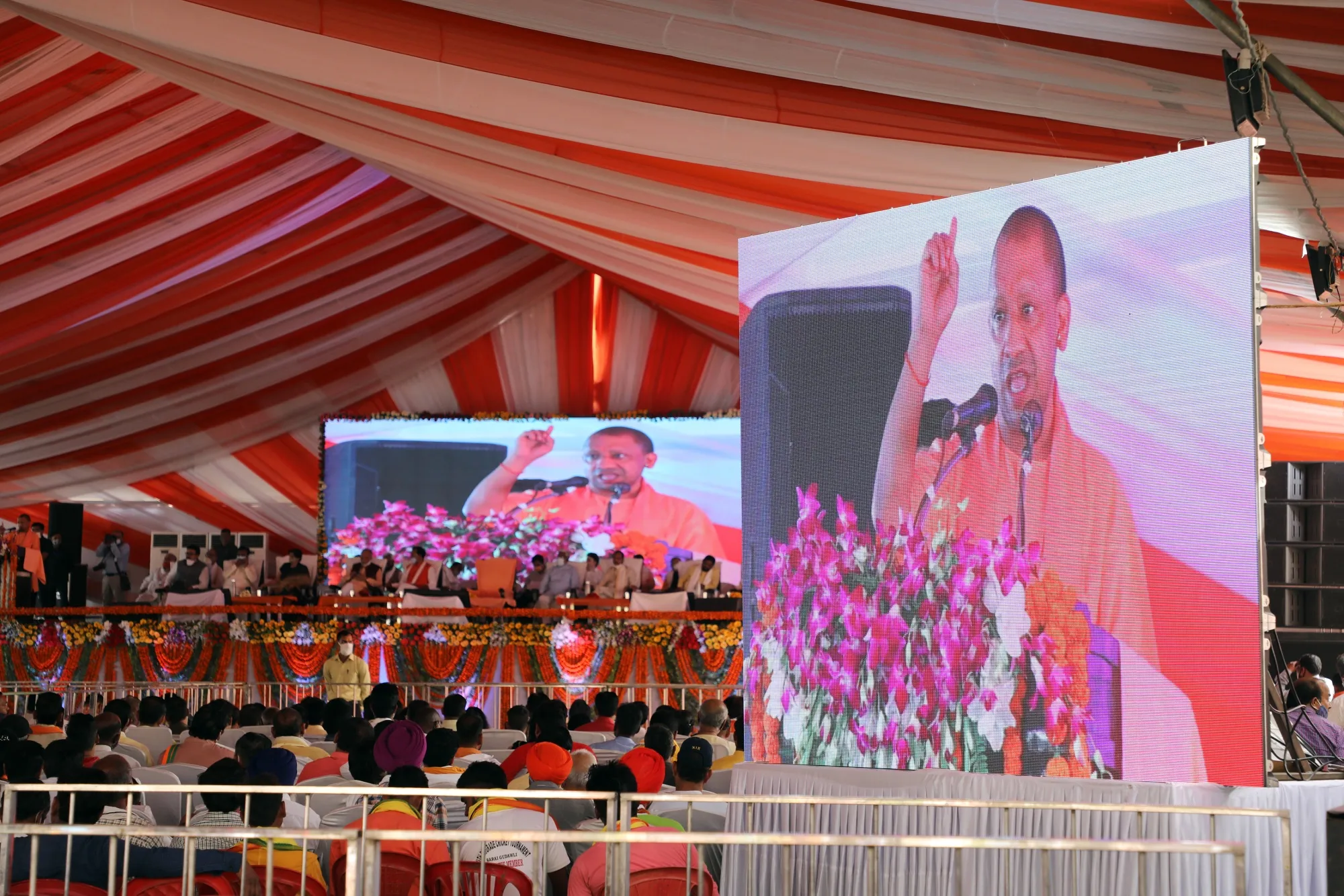 Yogi Adityanath, chief minister of Uttar Pradesh, speaking in Lucknow in 2021.