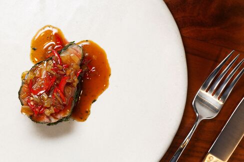 Lamb rolled in nori powder, cooked over charcoal.