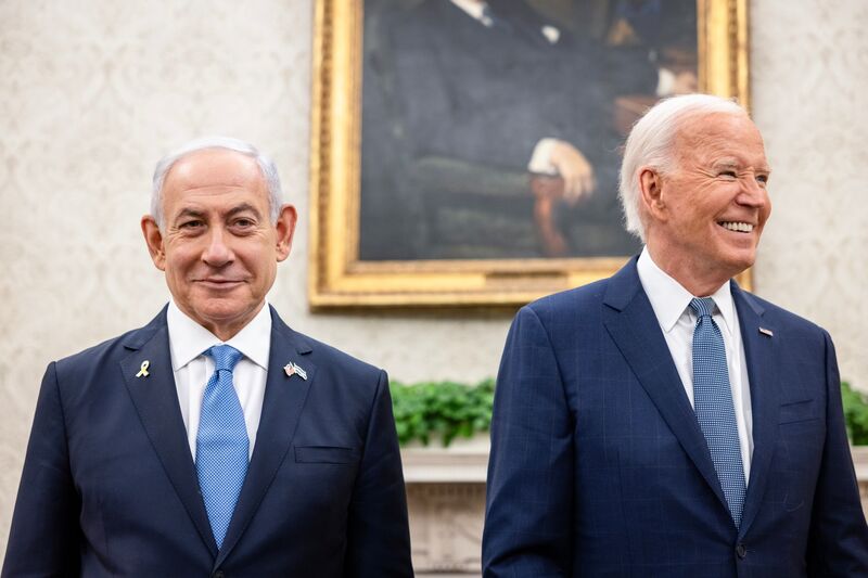 US President Joe Biden, right, and Benjamin Netanyahu, Israel's prime minister.