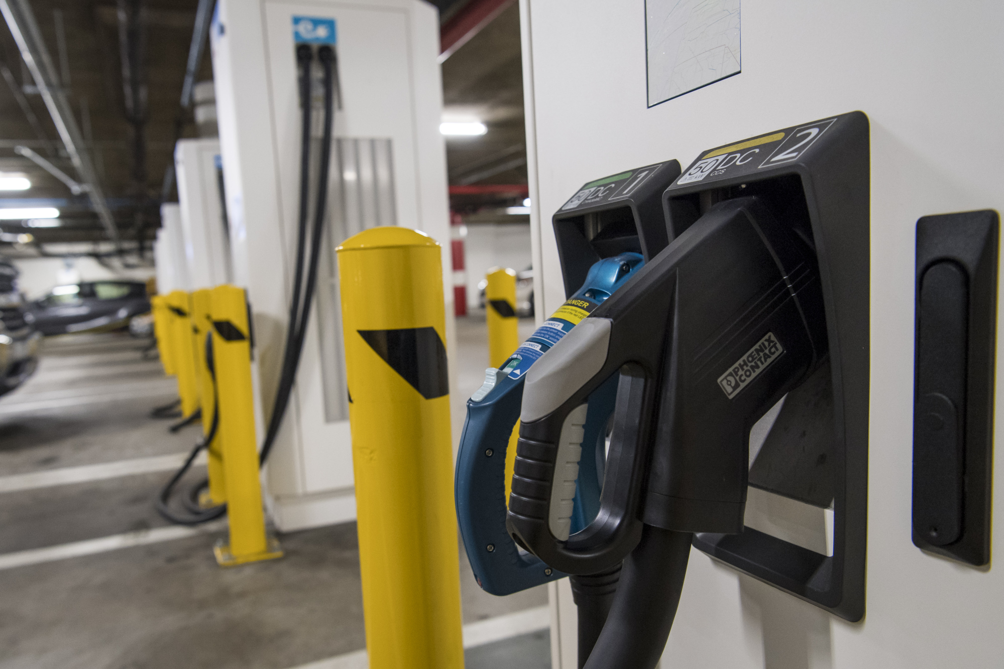 Electric vehicle charging stations in San Francisco.