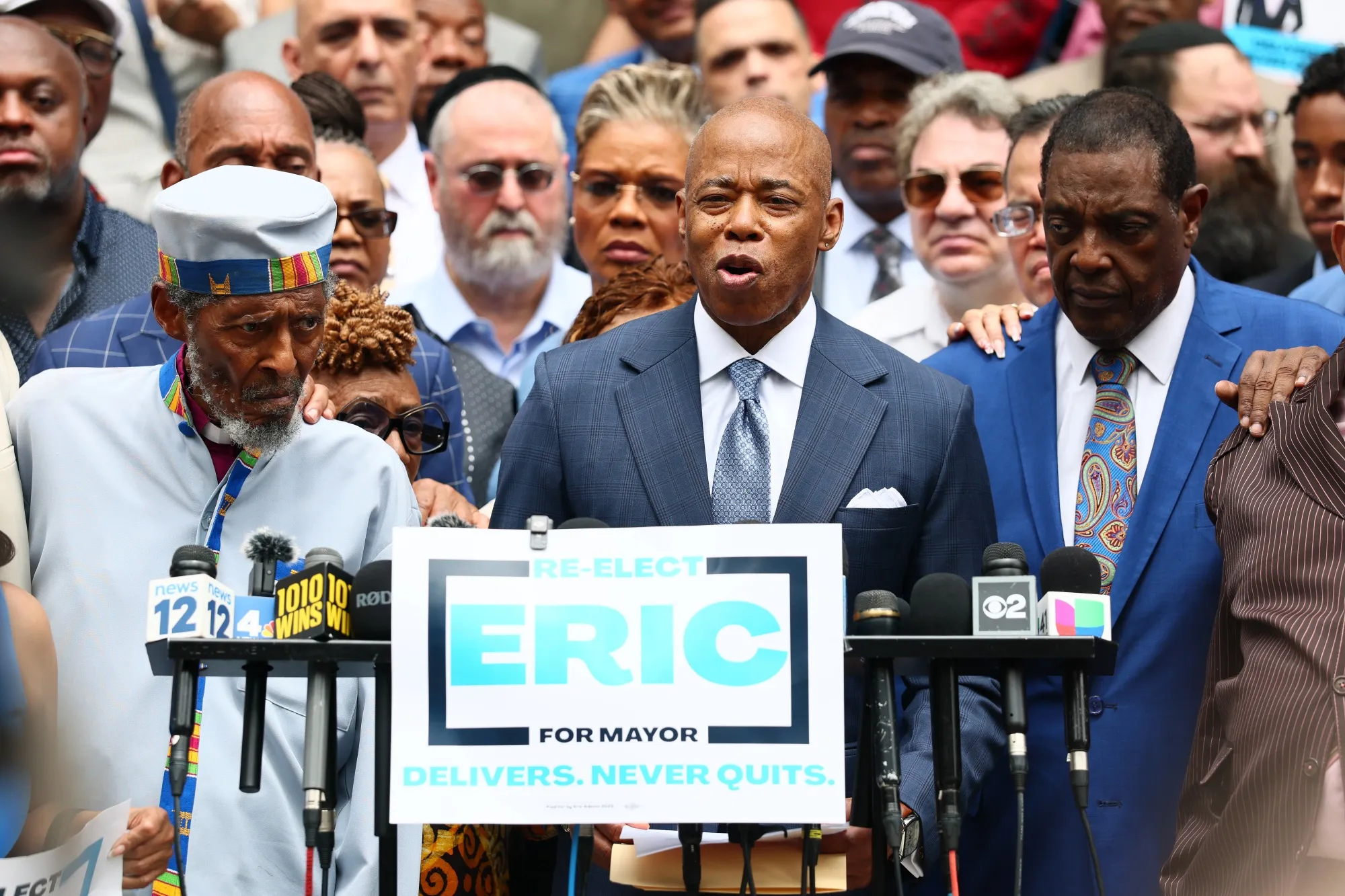 New York City Mayor Eric Adams speaks during a press conference at City Hall&nbsp;in New York City, on June 26.&nbsp;