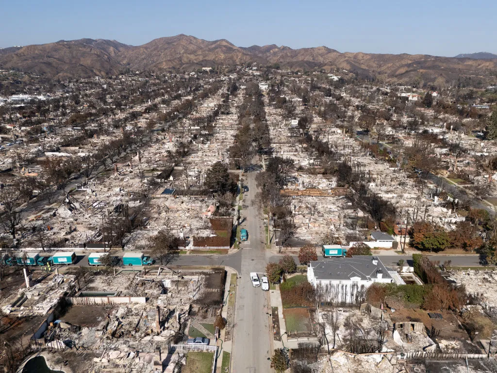 The Pacific Palisades in the aftermath of the Palisades Fire.