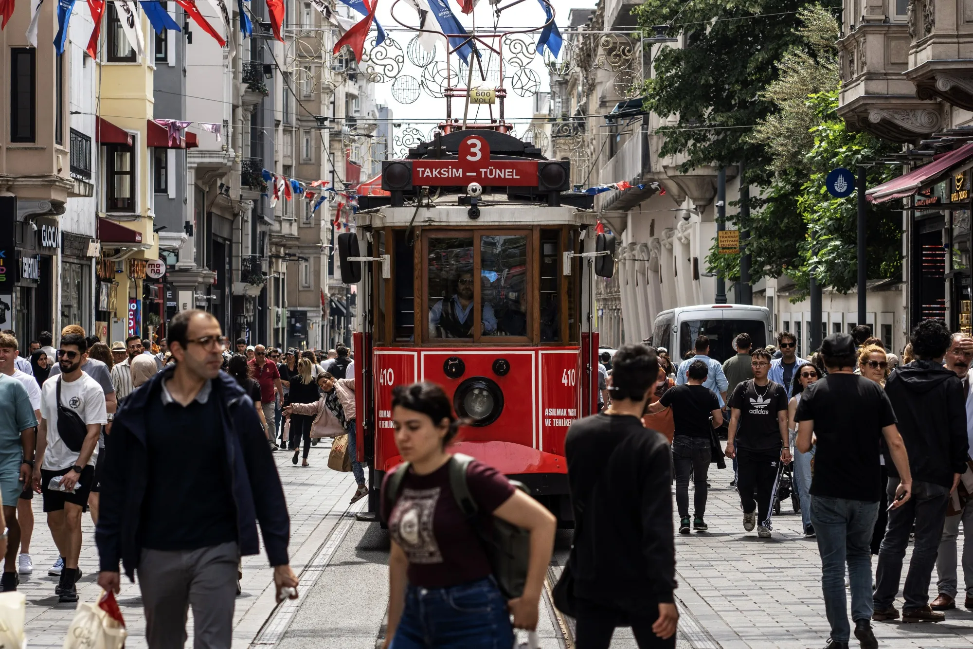 Shoppers on Istiklal Street in Istanbul.