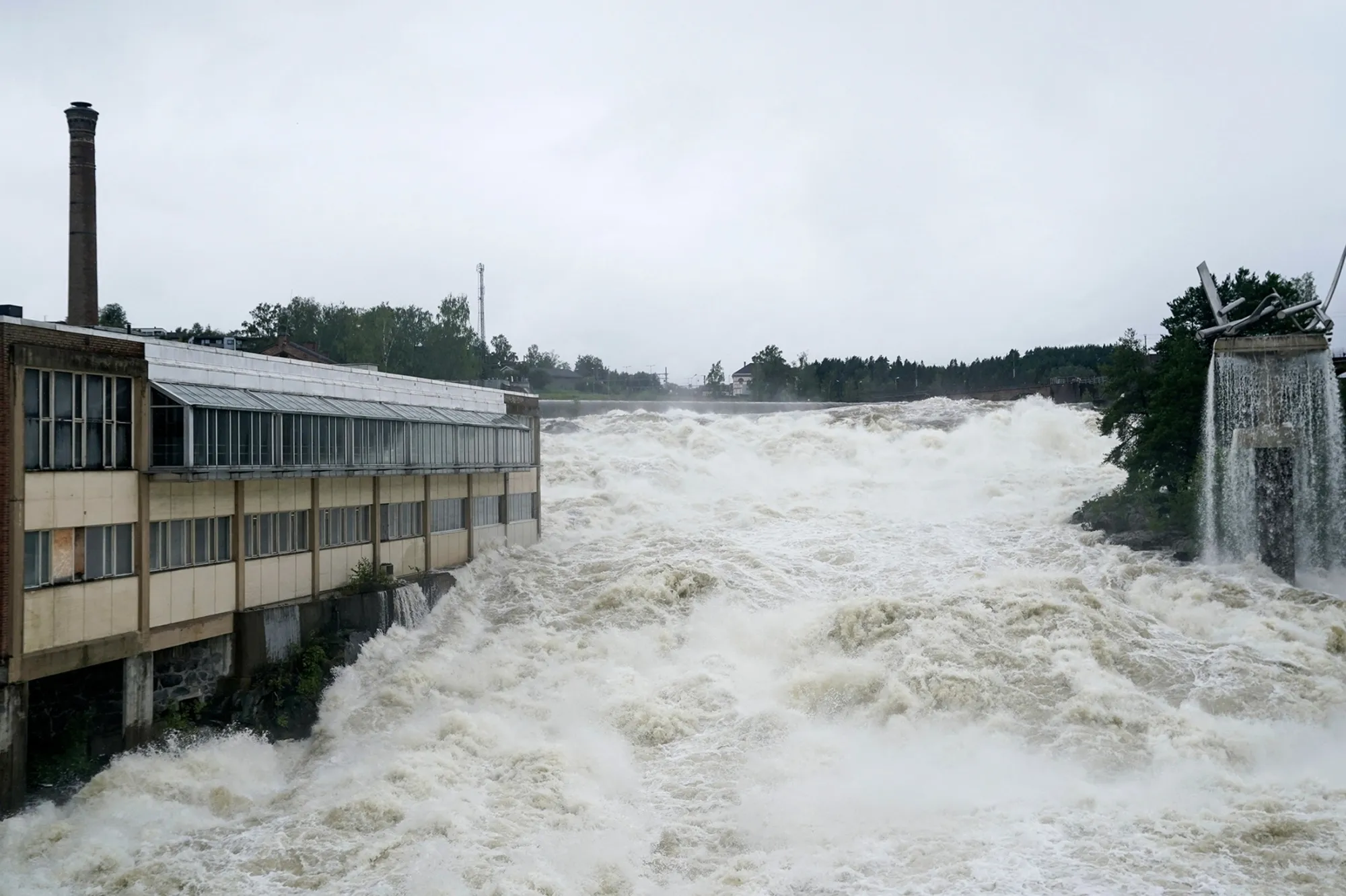 The Storelva river following a hydroelectric plant dam collapse in Hoenefoss, Norway, on Aug. 9.