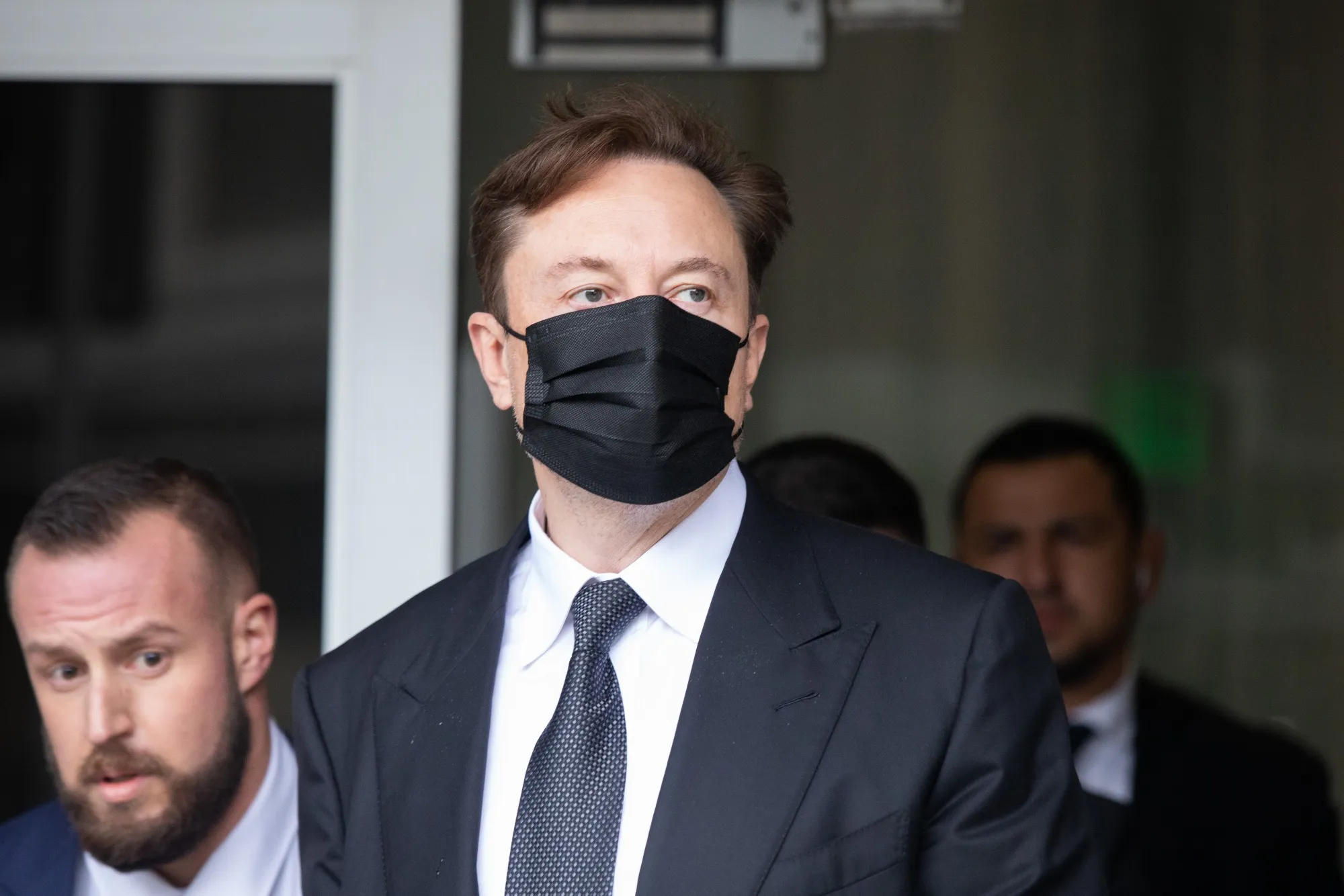 Elon Musk departs court in San Francisco, California, US, on&nbsp;Feb. 3.