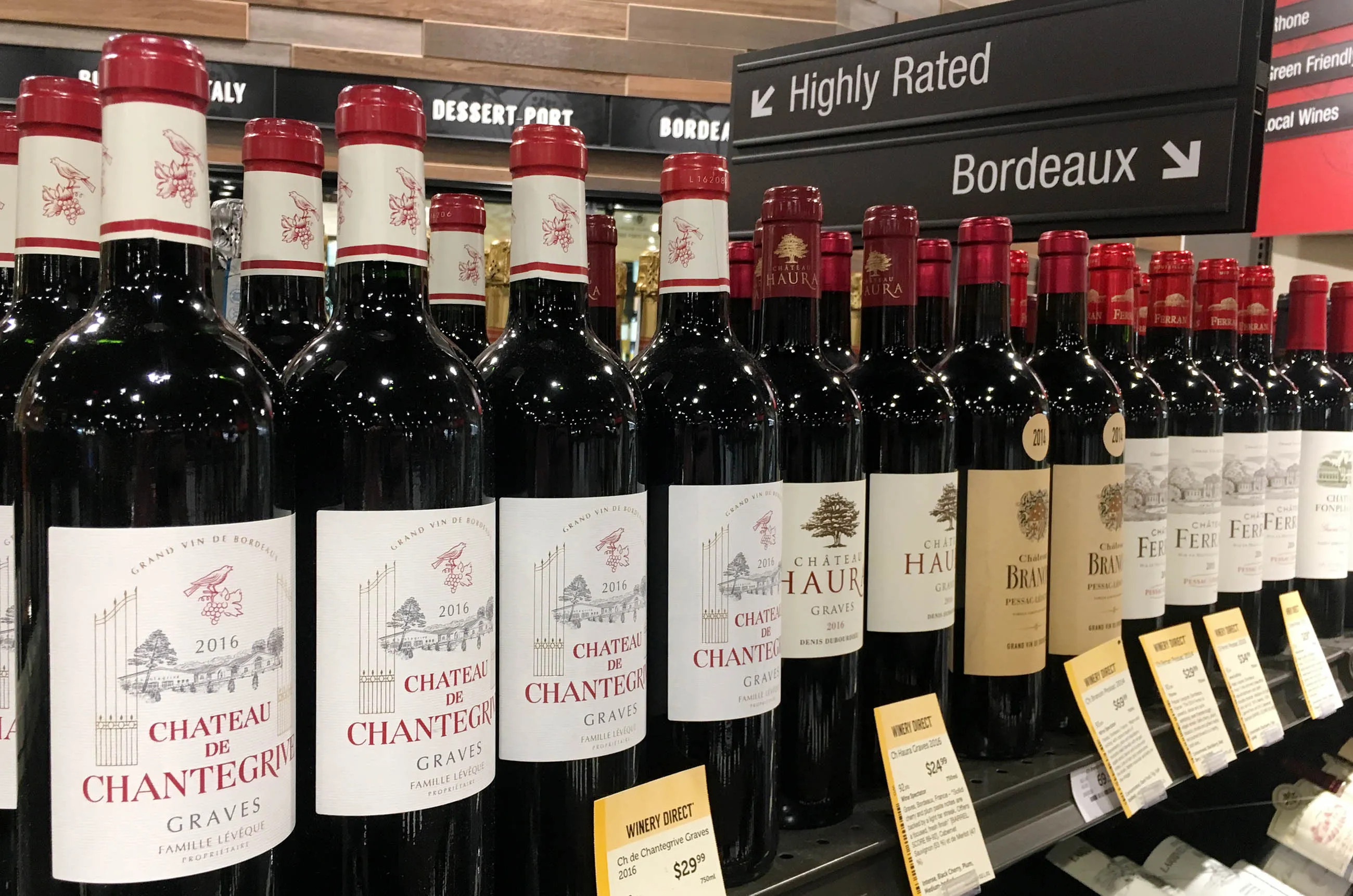 Bottles of French wine&nbsp;in a liquor store in Arlington, Virginia.&nbsp;