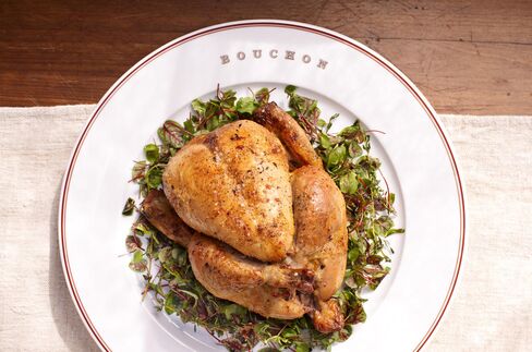 Chicken is served at Bouchon in Yountville.