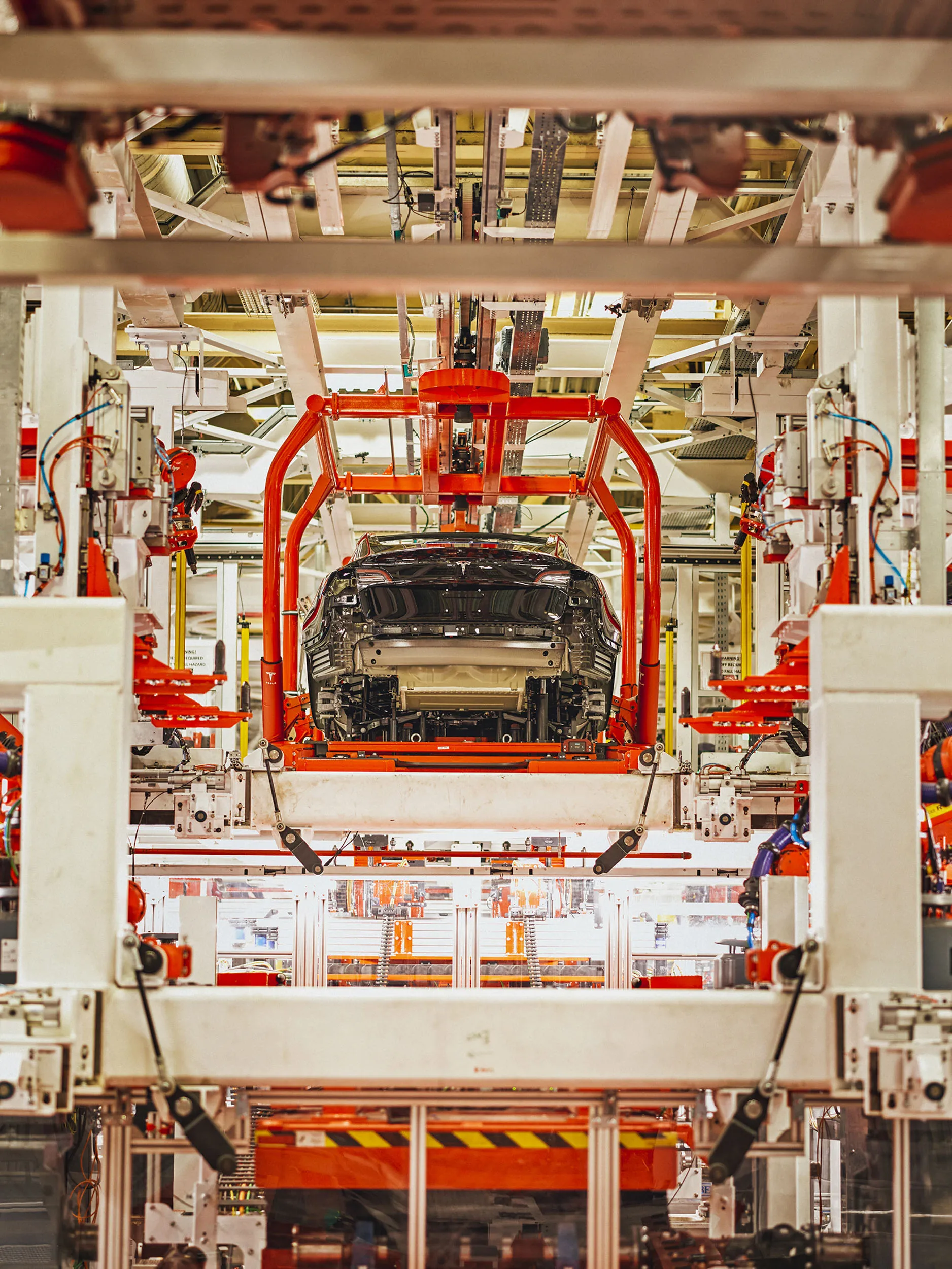 The Model 3 production line.