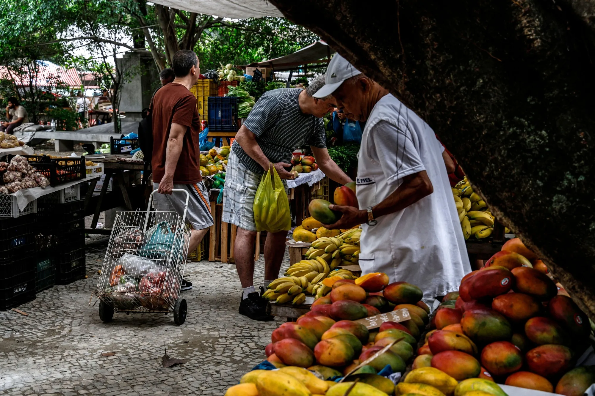 Shoppers at a market in Rio de Janeiro.