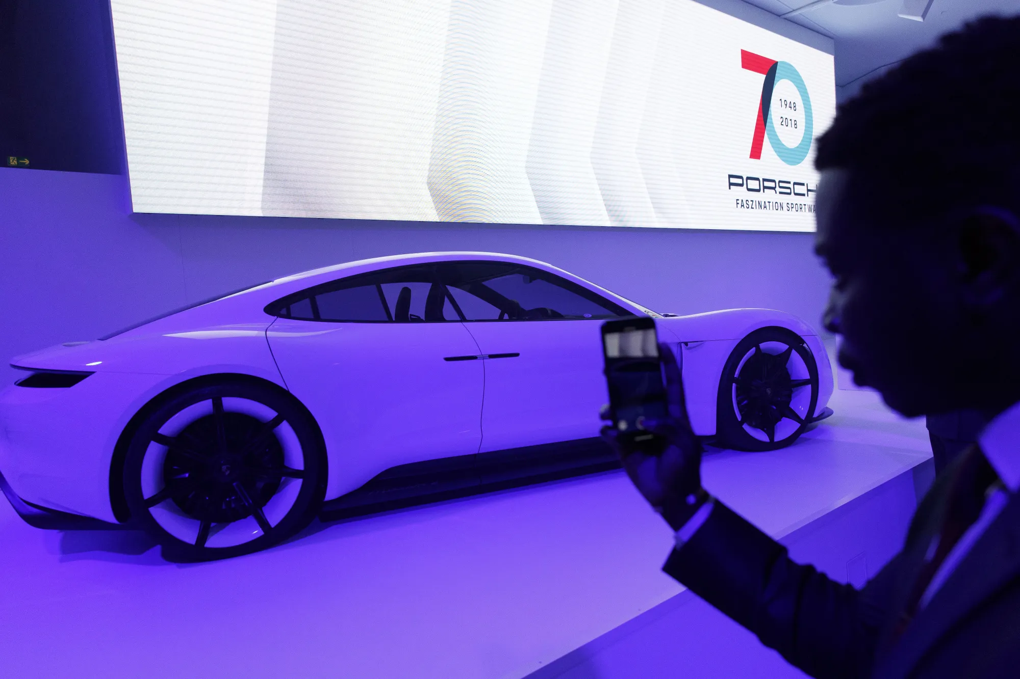 A Porsche AG Taycan electric automobile.