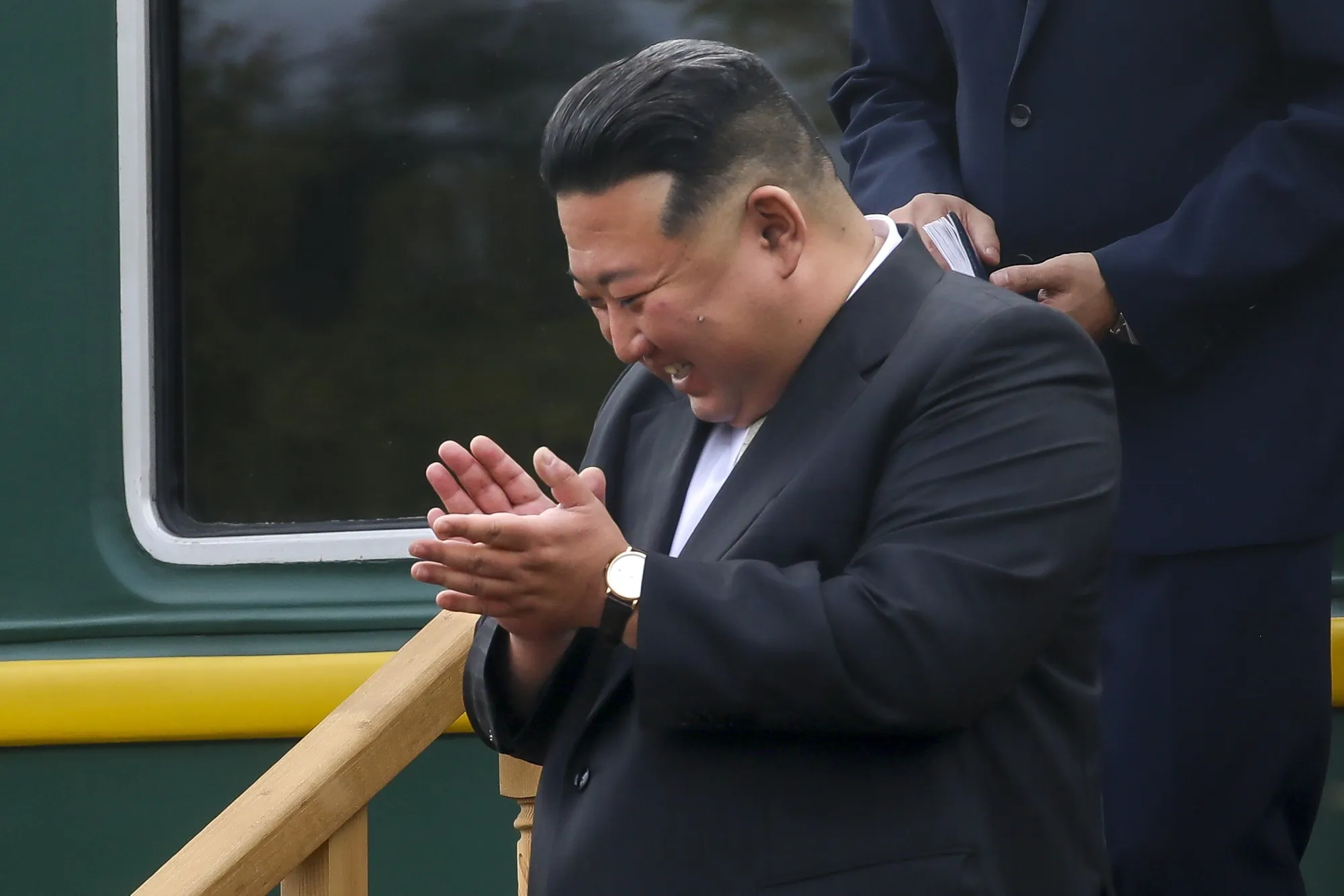 Kim Jong Un arriving in Artyom, near Vladivostok on Sept. 16.