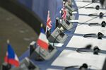 U.K.&nbsp;and French flags at the European Parliament.&nbsp;
