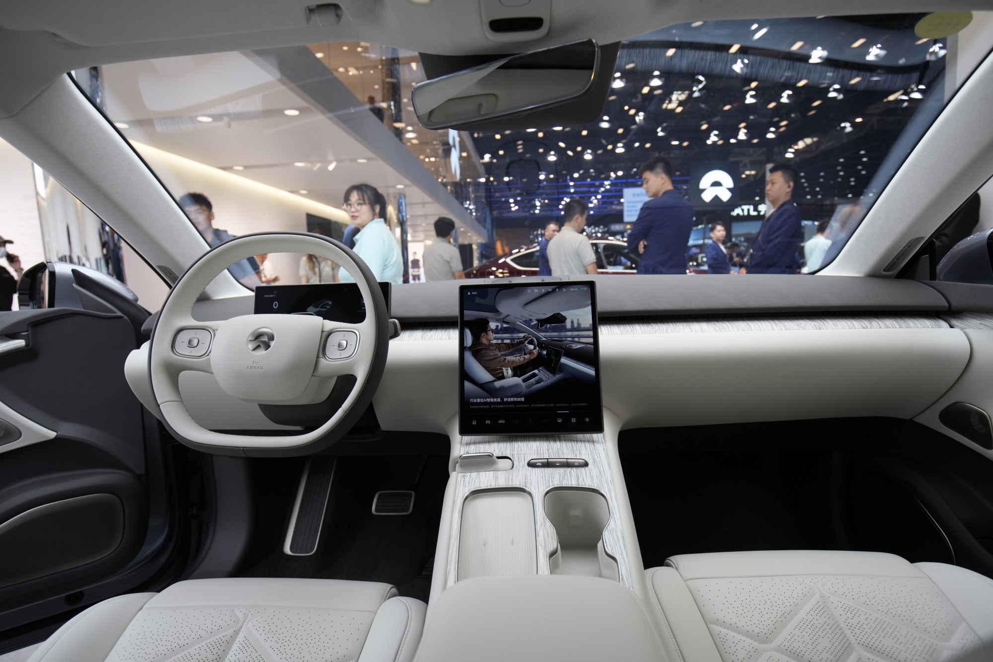 The dashboard of a Nio Inc. ET7 electric vehicle during the Beijing Auto Show in Beijing, China, on&nbsp;April 26.