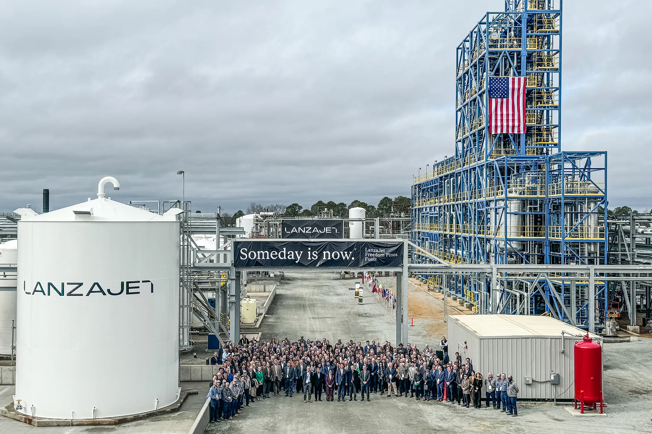 The inauguration of the LanzaJet ethanol-to-sustainable jet fuel plant in Georgia.