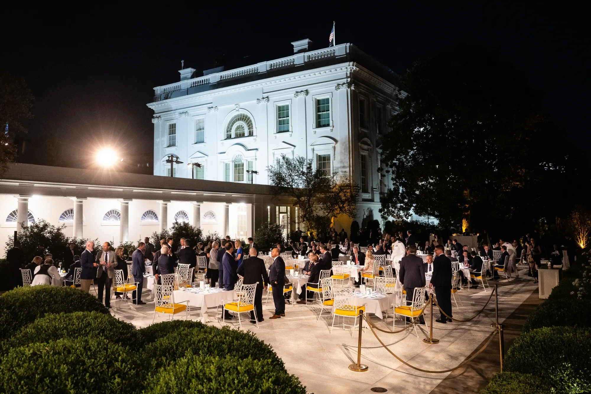 Attendees during a dinner with cabinet members and members of Congress, in the Rose Garden of the White House in Washington, DC,&nbsp;on&nbsp;Sept. 5.