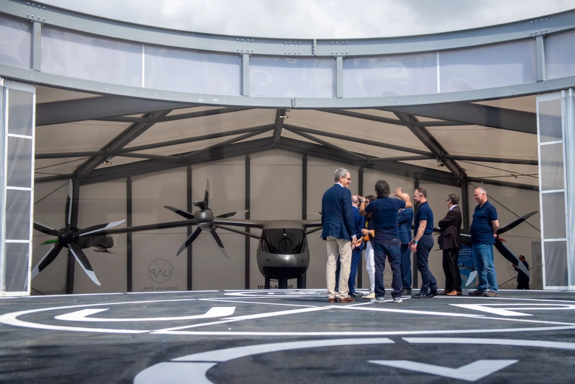 A model of a Supernal eVtol on display in Coventry, UK.