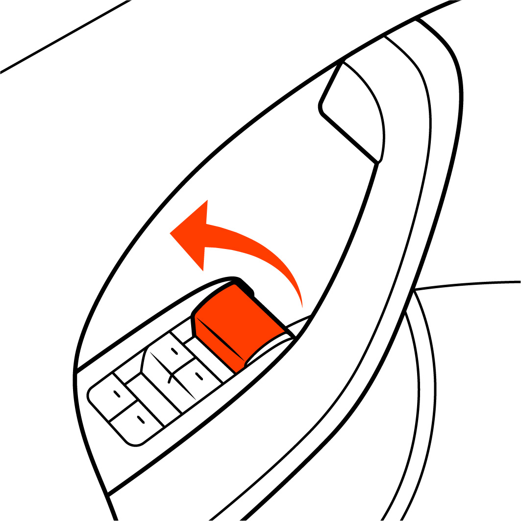 Close up view of the front driver side interior door handle