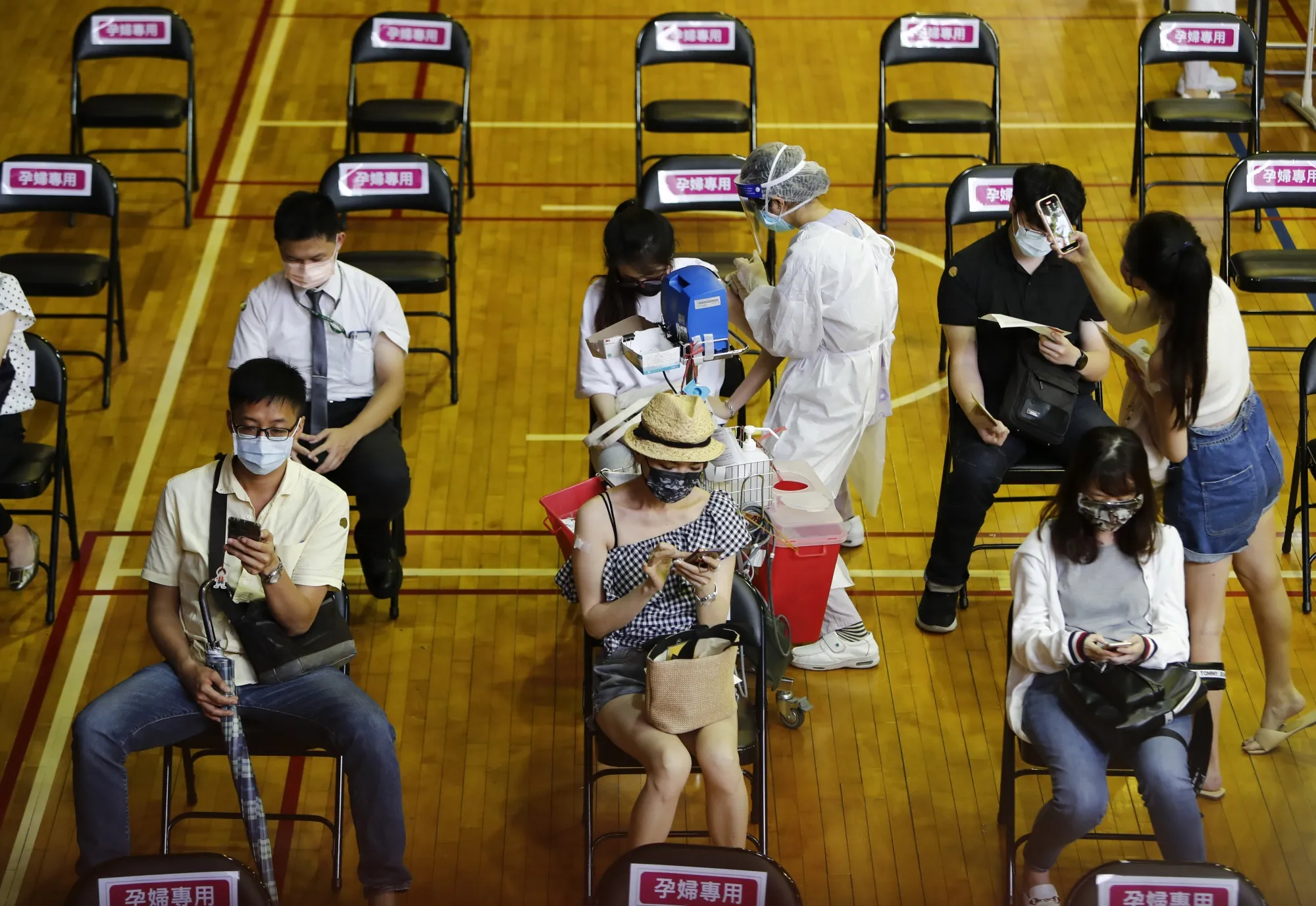 Covid-19 vaccination at the National Taiwan University Hospital in Taipei, on July 21.