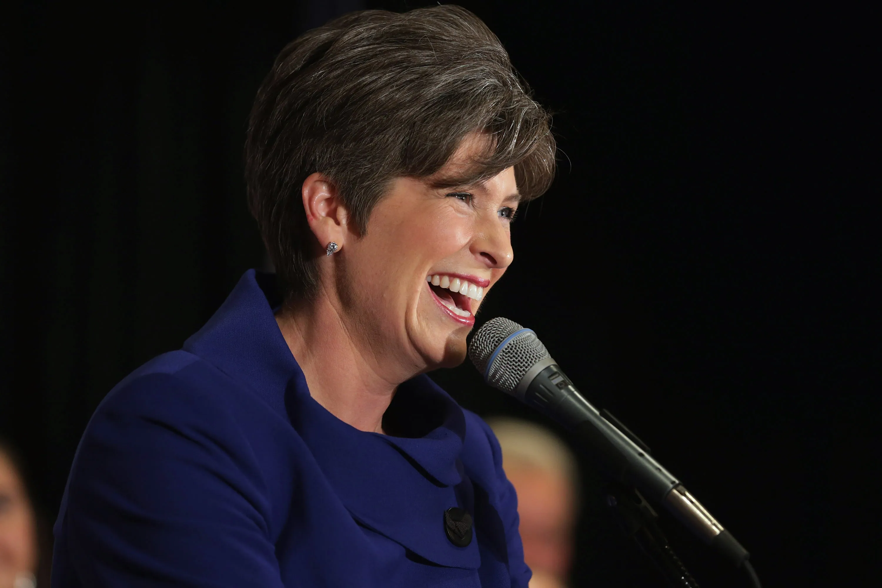 WEST DES MOINES, IA - NOVEMBER 04: Republican U.S. Senator-elect Joni Ernst thanks her supporters after she won the U.S. Senate race on election night at the Marriott Hotel November 4, 2014 in West Des Moines, Iowa. Ernst and her opponent Democrat Rep. Bruce Braley (D-IA) were locked in a months-long campaign battle that had them tied in the polls going into election day.
