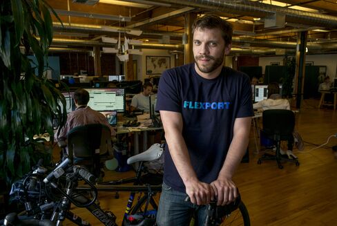 Ryan Petersen, CEO and founder of Flexport, stands for a photograph at the company's office in San Francisco.