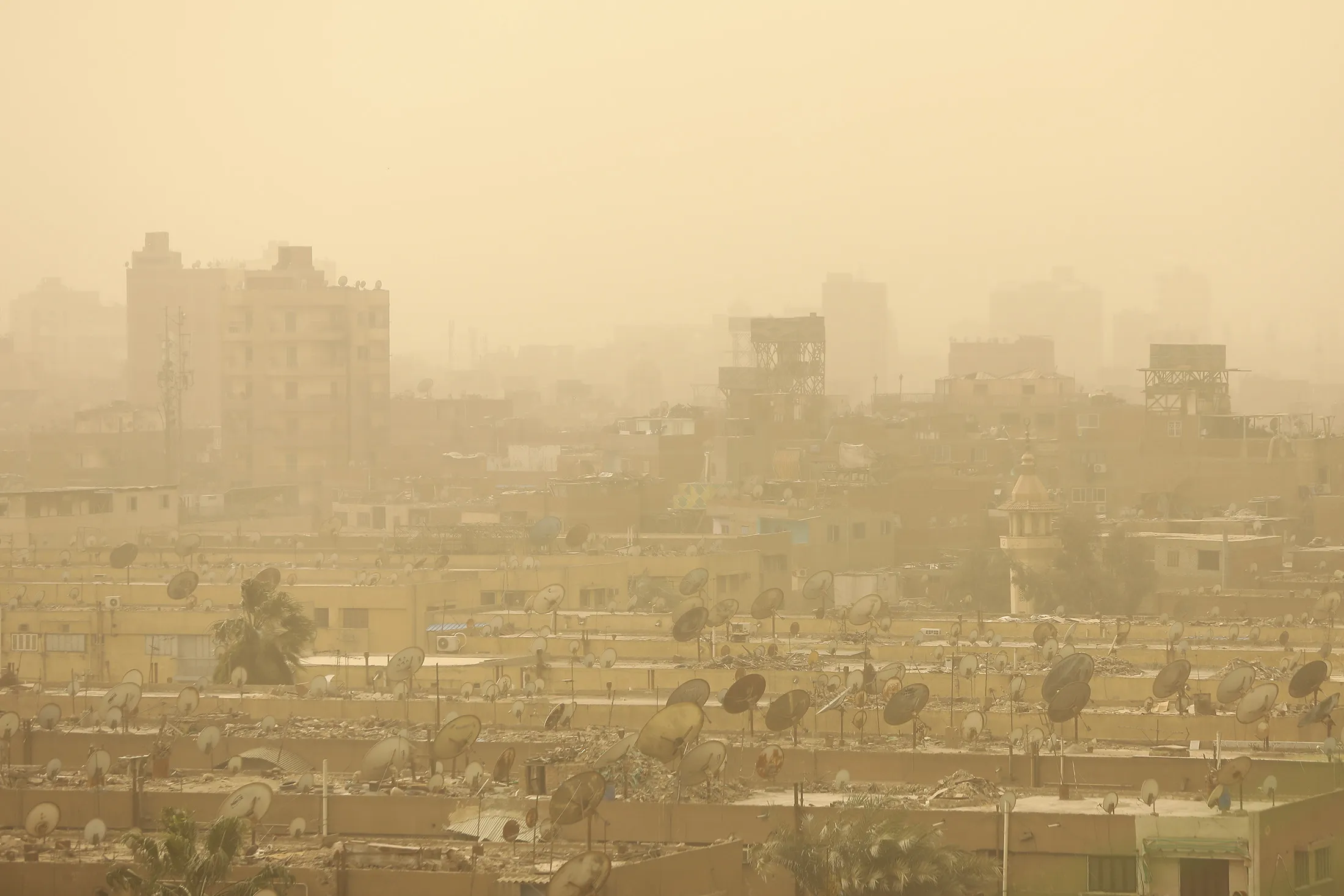 Buildings shrouded in sand and dust during a storm in Cairo, Egypt, on March 6.