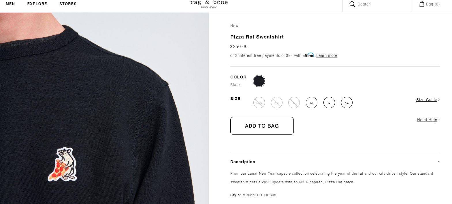 Rag and bone pizza rat online sweater