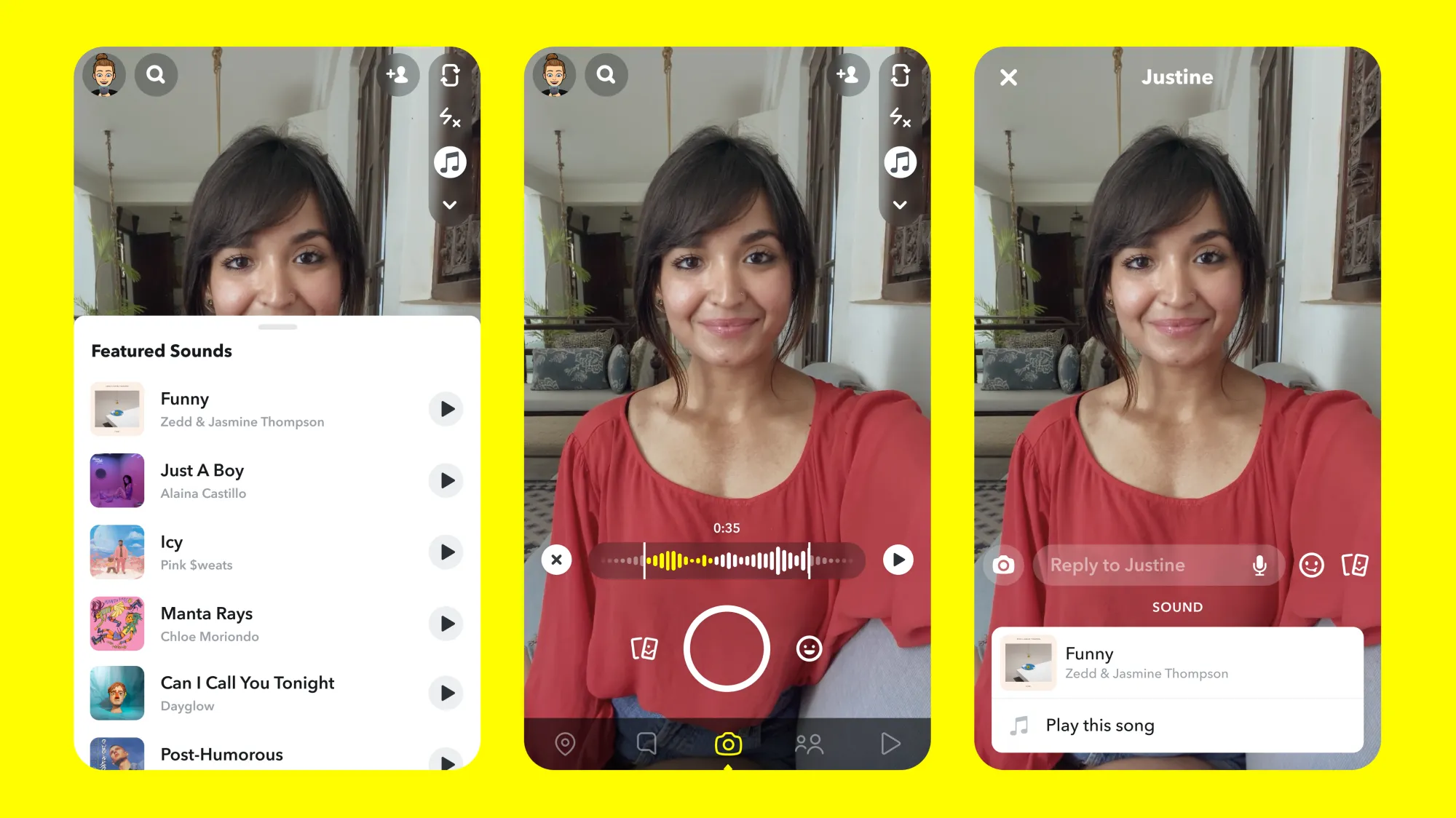 Snapchat's new feature lets users add licensed music to a video.