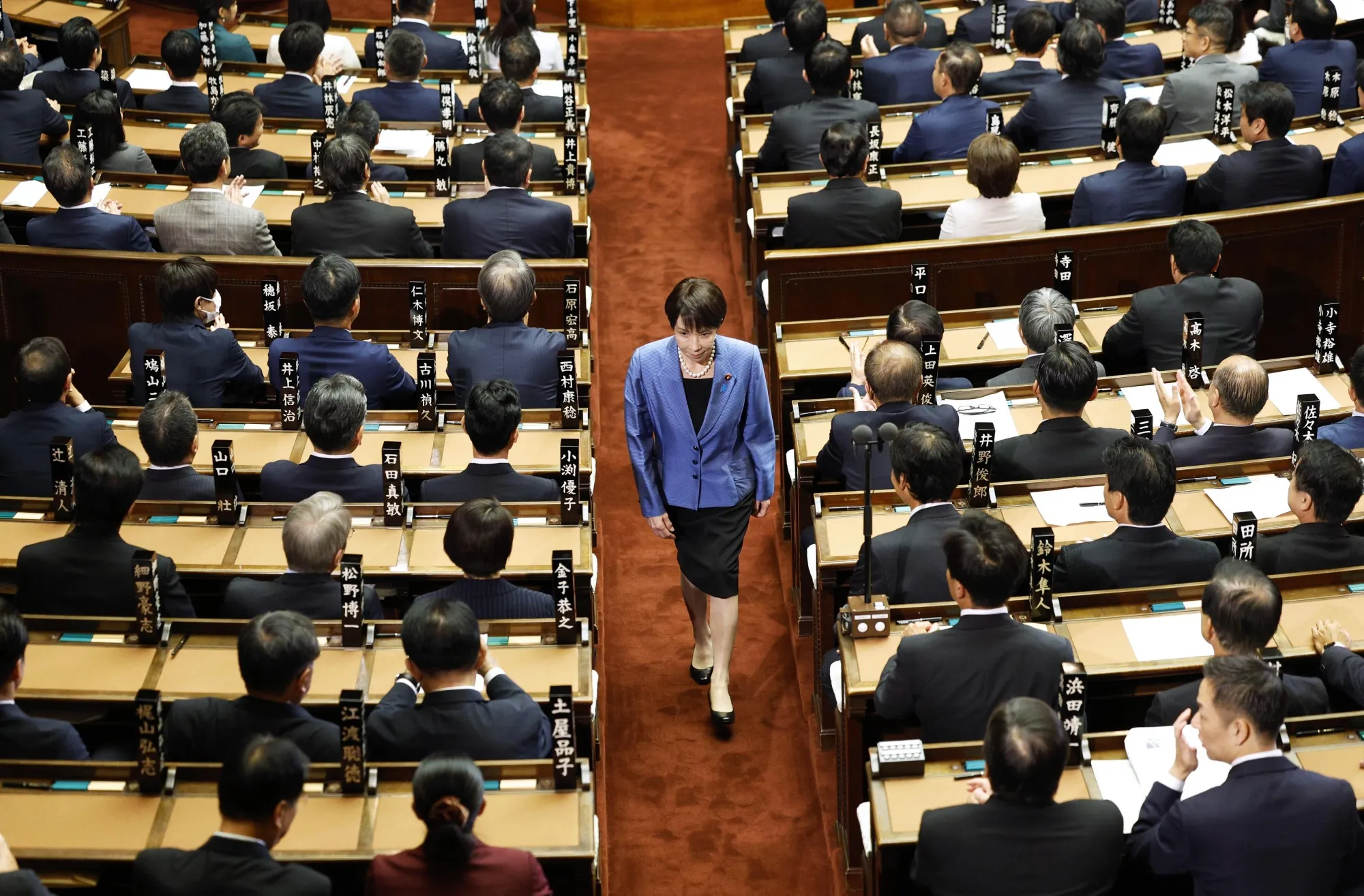 Sanae Takaichi after voting for Japan’s new prime minister on Oct. 21.