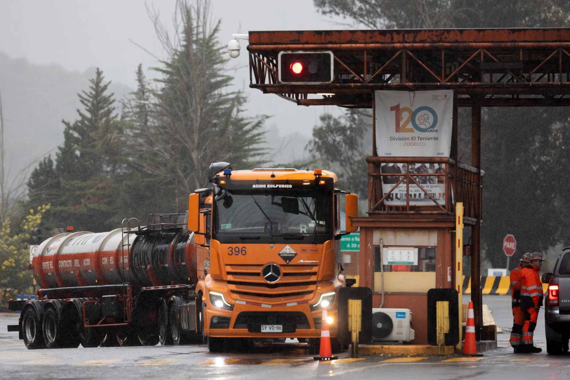A truck at the entrance of&nbsp;the El Teniente mine near Rancagua, O'Higgins Region, Chile, on Aug. 1.