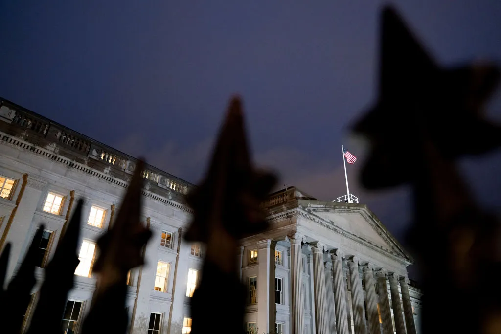 The US Treasury building in Washington.
