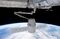 The Dragon outside the International Space Station.