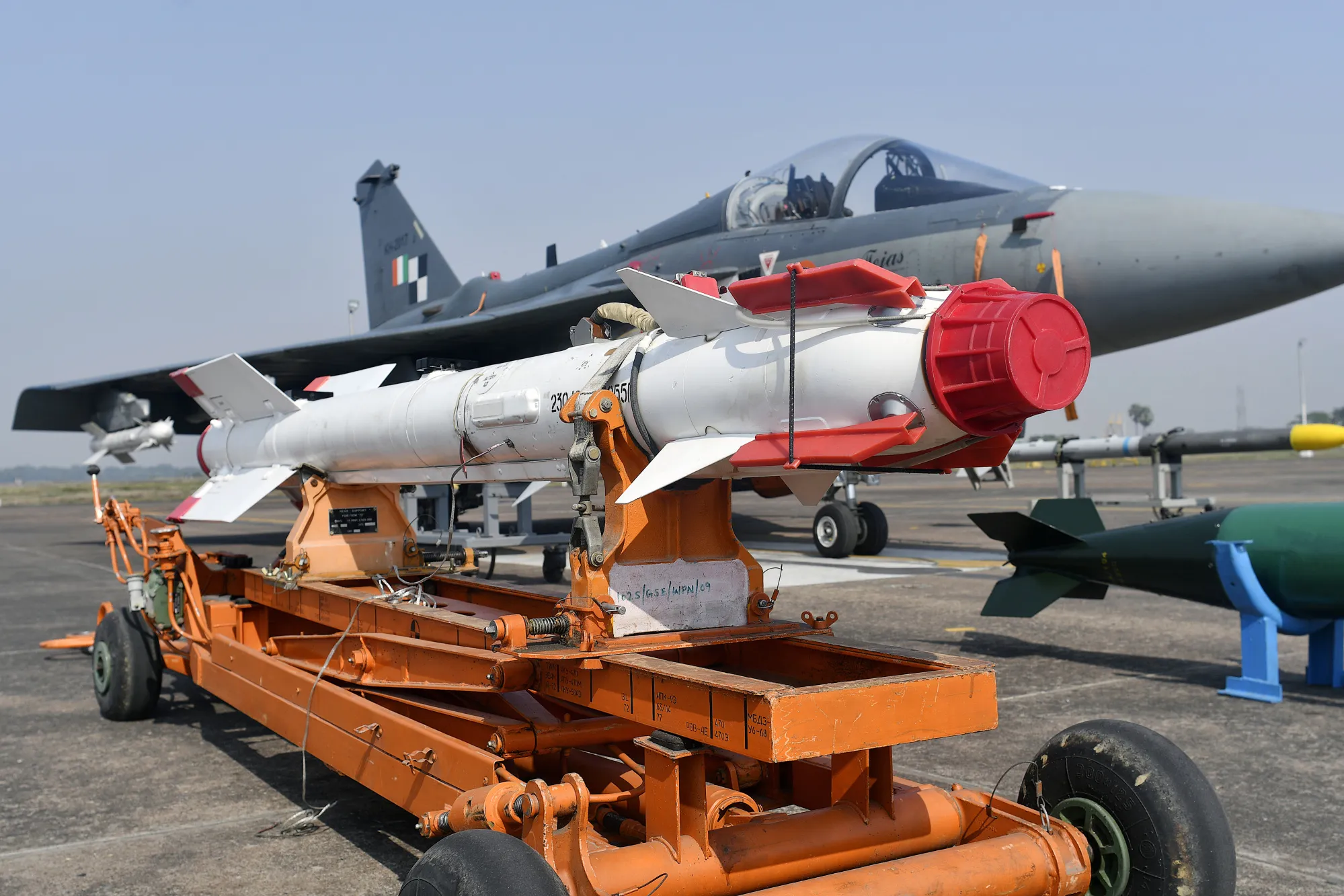 A Tejas fighter jet&nbsp;developed by Hindustan Aeronautics Ltd.