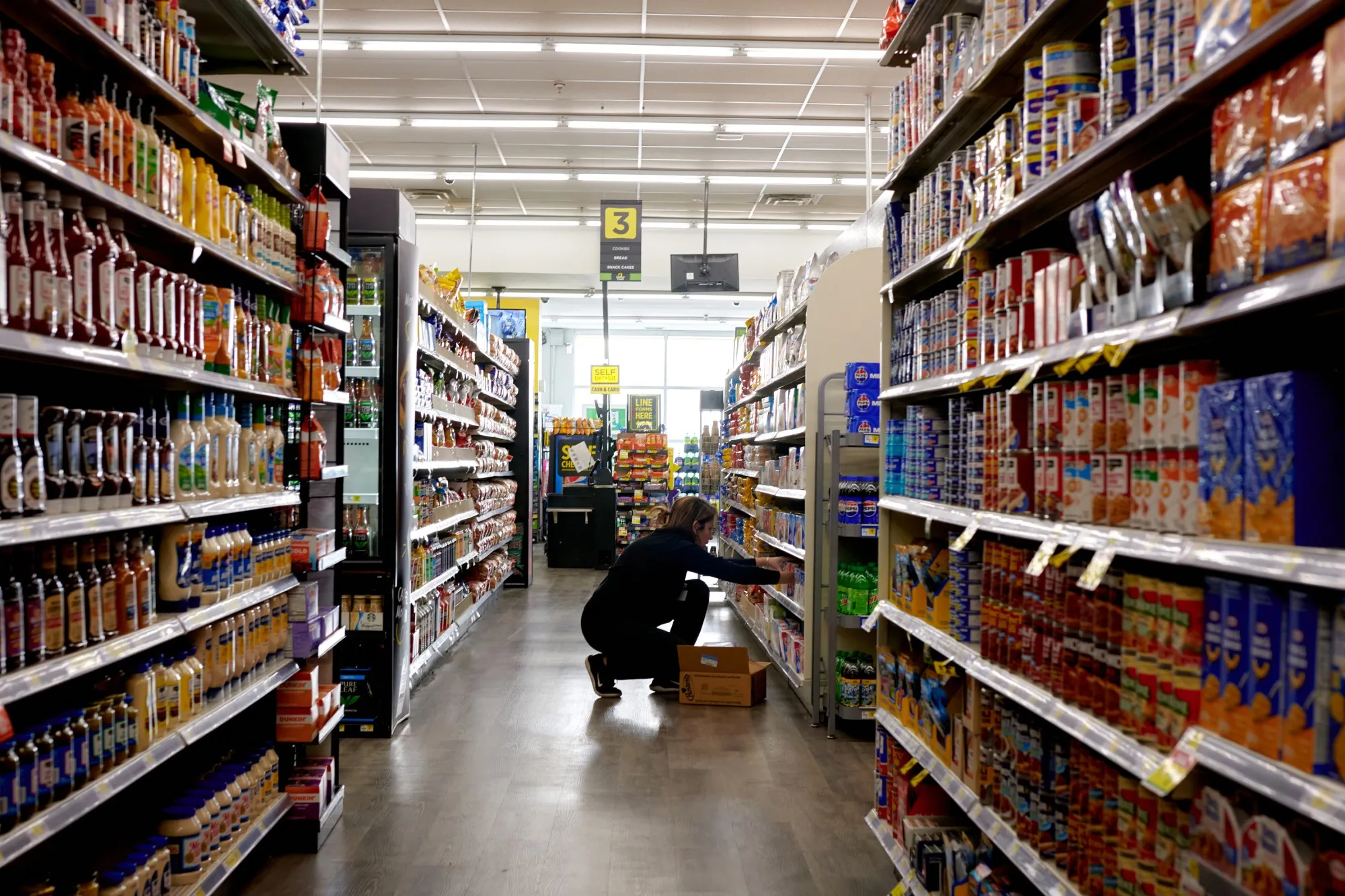Products are restocked&nbsp;inside a&nbsp;store in Saddlebrook, New Jersey.