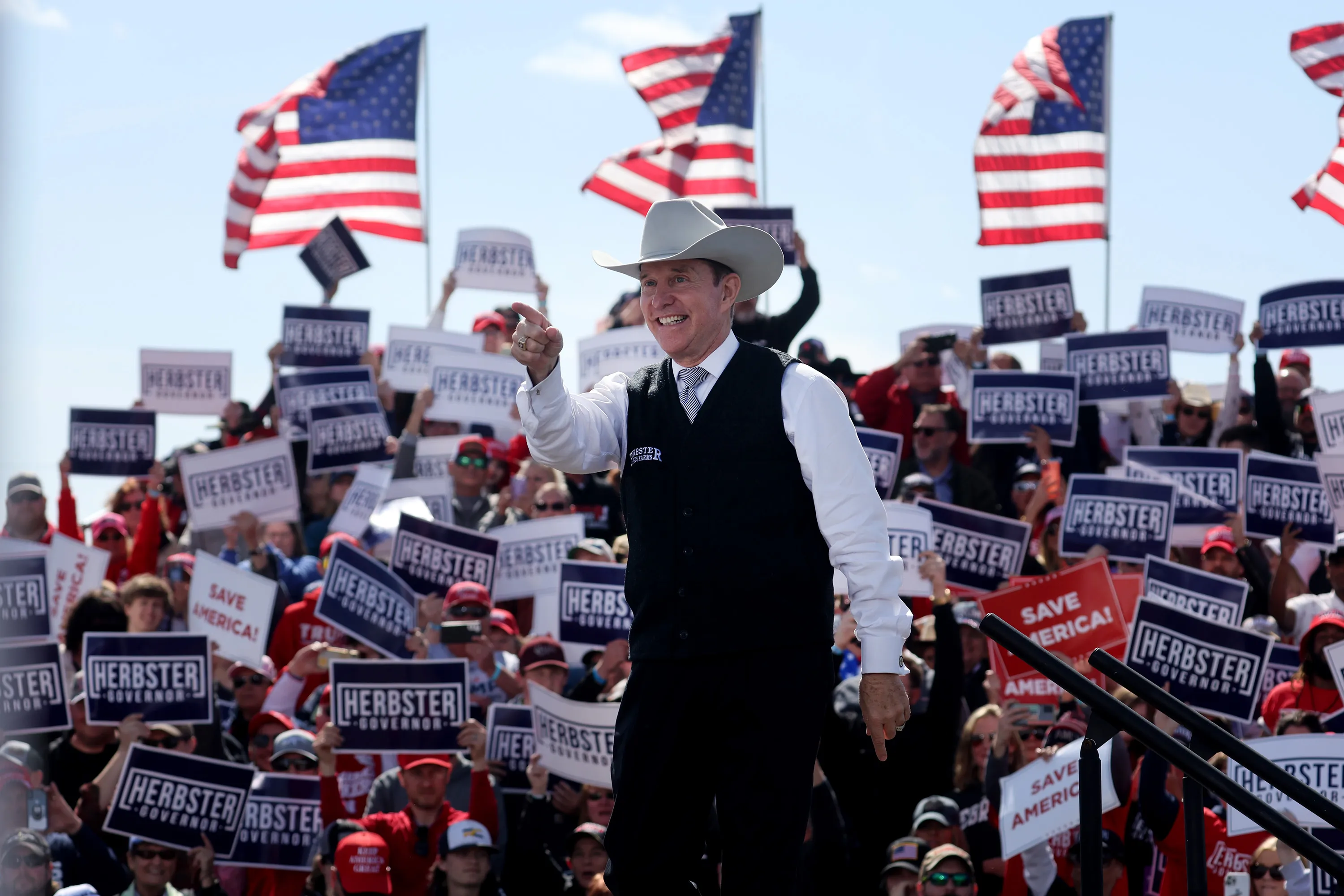 Charles Herbster during a rally at the I-80 Speedway hosted by Donald Trump in Greenwood, Nebraska on May 1. 